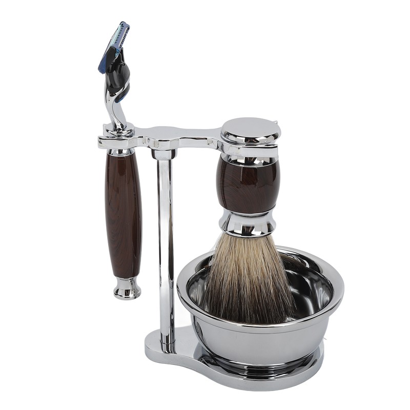 Men Manual Trimmer Kit Trimming Soap Bowl Stand Beard Brush