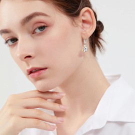 Dog Stud Earrings 925 Silver Hoop Earrings Rose Gold Dog Hanging Earrings Girls Gold Stud Dog Jewellery for Children Women, Silver