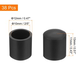 sourcing map 38Pcs Chair Leg Caps, Fit OD 10mm (2/5 Inch) Non-Marking PVC Chair Leg Tips Non-Slip Chair Leg Floor Protectors Round Table Covers End Caps for Furniture, Black