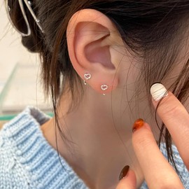 Tiny Heart Half Hoop Earrings for Women Girls 925 Sterling Silver Minimalist Love Heart Stud Earrings Small Hoops Cartilage Earrings Cuffs Warp Earrings Birthday Jewelry Gifts (Silvery)