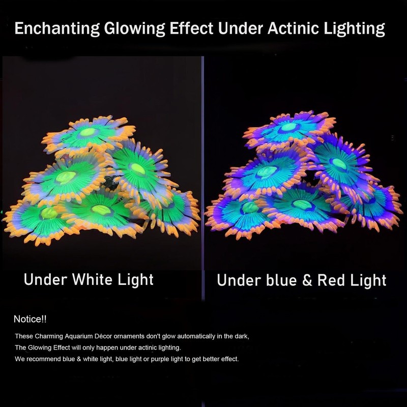 ZtohPyo Glowing Effect Soft Anemone Aquarium Fish Tank Decorations Silicone