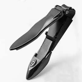 Nail Clipper with Catcher | Stainless Steel Fingernail and Toenail Self-Collecting Nail Cutter with Wide Jaw Lunar Arc Edge | Heavy Duty Ultra Sharp & Durable Clipper for Thick Nails (Grey)