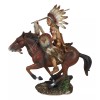 Indian Chief Eagle Warrior War Headdress On Horse Throwing Spear