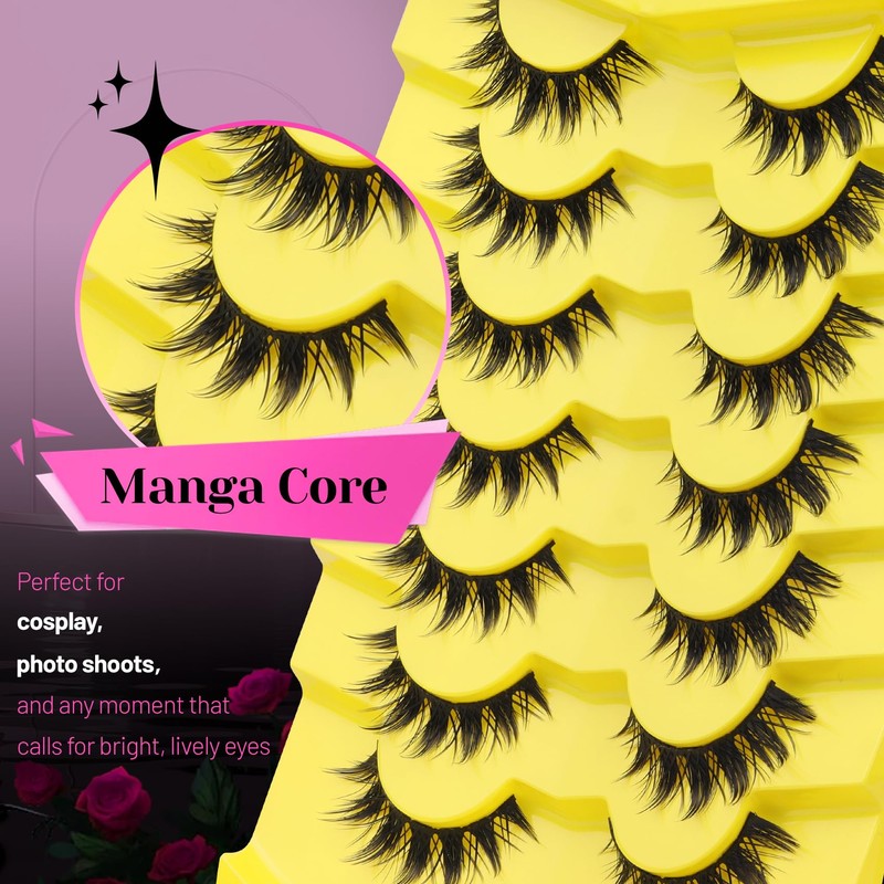 Manga Lashes Anime False Eyelashes Spiky Lashes Strips (Vivid)