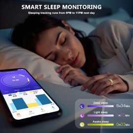 Smart Ring Health Tracker for Women Men-IP68 Waterproof Fitness Ring with Sleep Tracker/Heart Rate/Blood Pressure/Blood Oxygen/Step Counting/Calories for iOS and Android,No Subscription Fee,Black #7