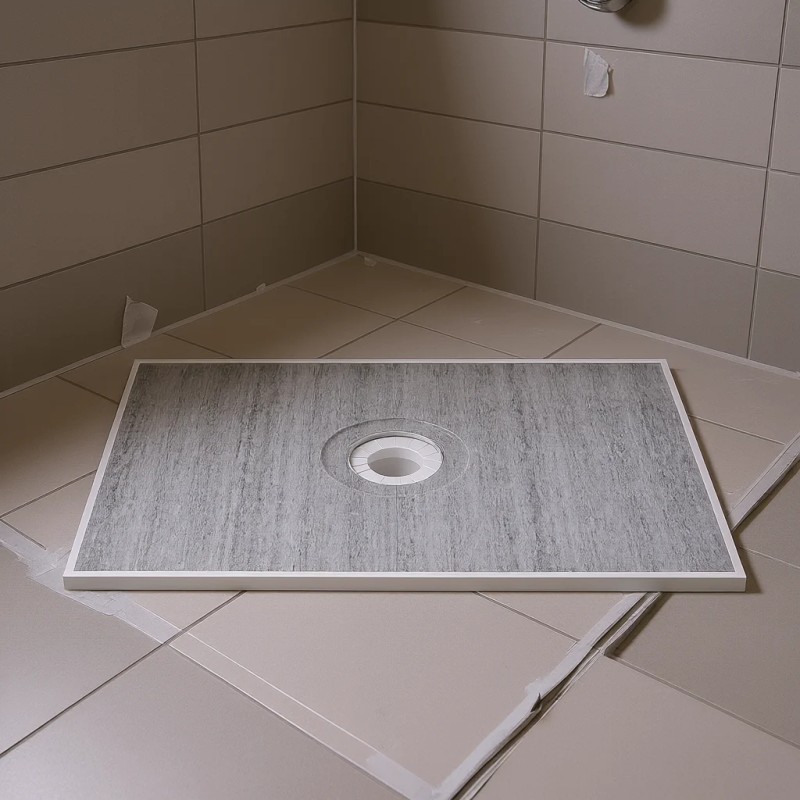 Lightweight 48x72 Inch Shower Curb Kit Central Drain Rectangular Modern