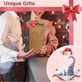 Yeomoo Elephant Statues Garden Ornaments Outdoor - Elephants Mum with Baby Elephant Figurine Solar Lights Elephant Lamp Gifts for Women Men Mum Birthday Gifts Garden Pation Balcony Room Decor