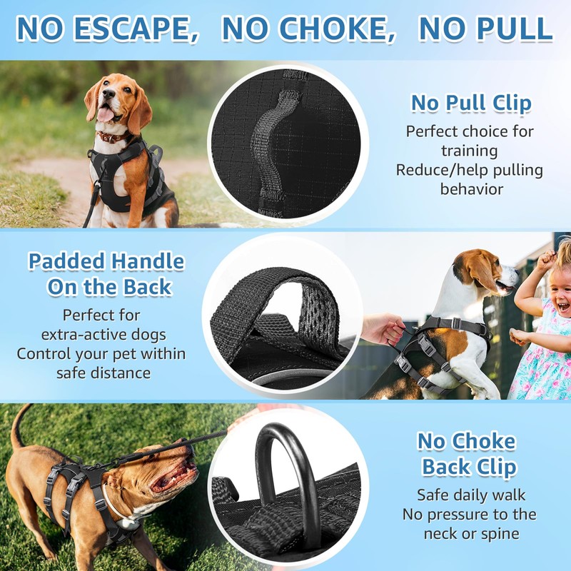 SlowTon No Pull Dog Harness - Lightweight Escape Proof Dog