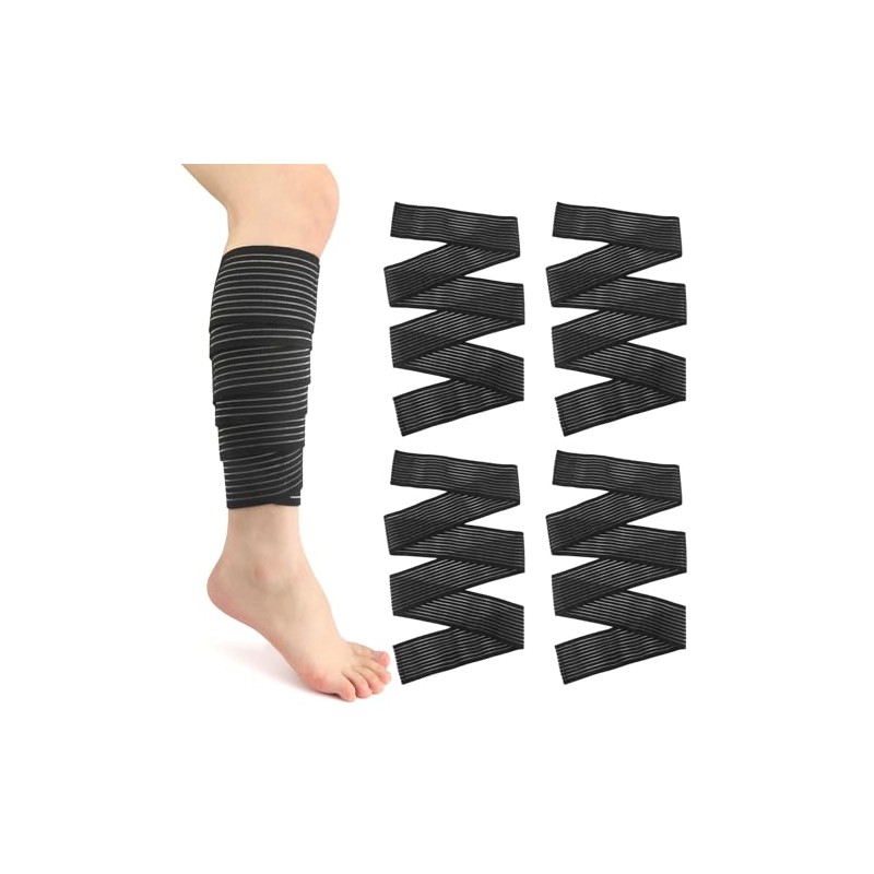 XiuGlimpse 4 Pieces Elastic Calf Compression Bandage,Lymphedema Wraps for Legs,Compression