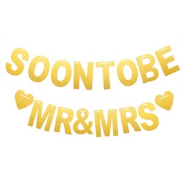 Fjgyjt Soon to Be Mr&Mrs Glitter Banner for Bridal Shower, Bachelorette Party Decorations