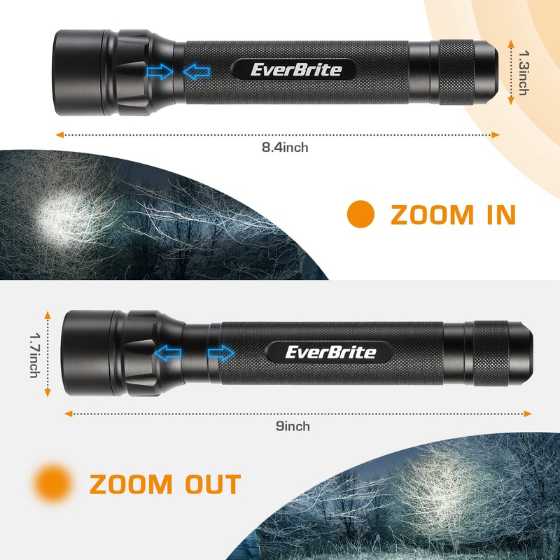 EverBrite Ultra Bright Tactical Flashlight, 600 Lumen Zoomable Adjustable Focus,