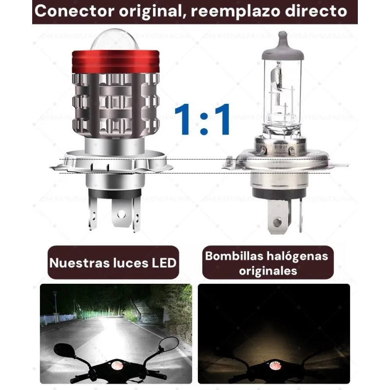 Faros Led Para Moto Ba20d H4 Luces De Parpadeo Intenso
