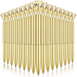 Leinuosen 50 Pcs Bulk Diamond Pens with Crystal Bridal Shower Pens Metal Bling Pens with Black Ink Cute Ballpoint Pens Beautiful Wedding Pens for Bridal Shower Party Office School (Gold)