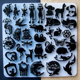 KOTEDUA Keychain Resin Molds Silicon Animals 34pcs UV Resin Jewelry Mold, Epoxy Resin Molds for Keychain Pendant Jewelry Making Molds for Epoxy Resin Earring Mold, Earrings, Necklace