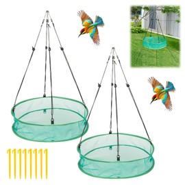 2Pcs Bird Seed Catcher Tray with 8 Sturdy Plastic Stakes, Heavy-Duty Bird Seed Catcher for Outdoor Feeders, Garden Hanging Tray to Reduce Waste & Attract Birds(20 inches)
