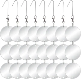 Chephon Upgraded Bird Scare Discs Set - Large 24 Discs - Highly Reflective Double-Sided Bird Reflectors Scare Devices - Better to Keep Most Birds Away Like Woodpecker and Pigeon