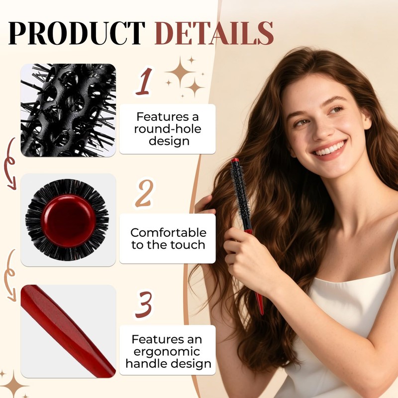 Small Round Hair Brush, 0.5in Mini Roller Brush