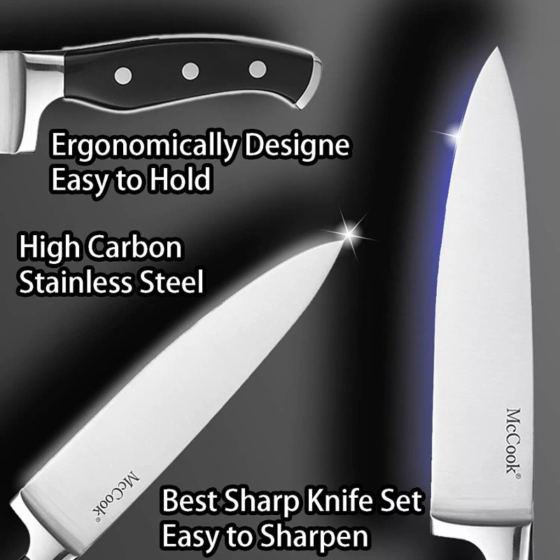 Mc Cook Knife Set, 15-Piece Kitchen Knife Set with Block