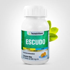 Suplemento Alimenticio - ESCUDO - Rico en Vitaminas C, D, E, y Complejo B - Así como en Ingredientes y Extractos Naturales - Ayuda a la Salud Inmunitaria. (60 pz de 550 mg/cu) - TECNUTRITIONS.