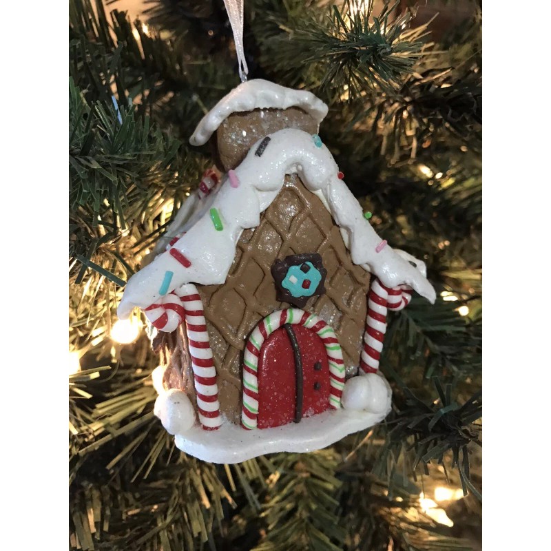 Peppermint Gingerbread House decorated Christmas Tree ornament 2011, Old Stock