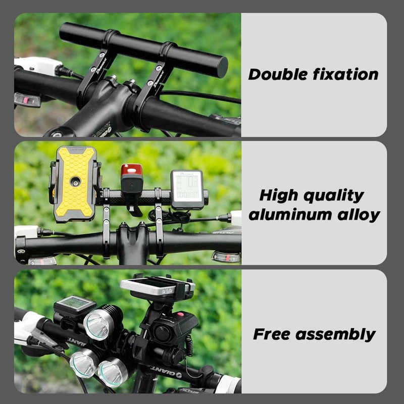 Bestgle Bike Handlebar Extender, Double Bicycle Handlebar Extension Bracket Aluminum