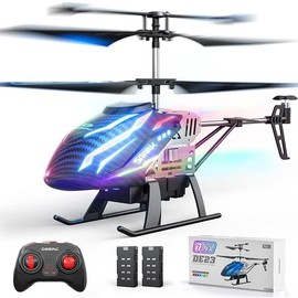 DE23 Remote Control Helicopter, RC Helicopters with 7 Colors Light, 2 Modular Battery for 24 Min Play, Altitude Hold, One Key take Off/Landing, 2.4GHz Aircraft Indoor Flying Toy for Boys Girls - Edition: DE23