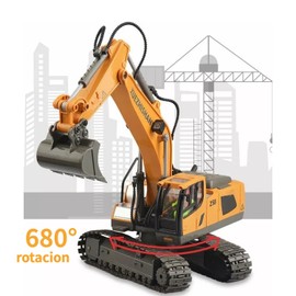 NOVAKA Juguete de Excavadora RC, 1:20 Excavadora Control Remoto RC Juguete 11canal Alloy, Luces y Sonidos Simulados, Vehículo de Construcción de Excavadora Recargable, 1/20 (Naranja)