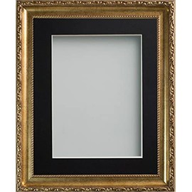 Frame Company Brompton Gold 8x6 inch Frame With Black Mount for Image 6x4 inch *Choice of sizes* Fitted with Real Glass