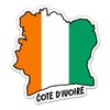 Squiddy Cote D'Ivoire Map with Flag - Vinyl Sticker Decal for Phone, Laptop, Water Bottle - 3"