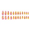 Mkwntg 24Pcs Flower Press on Nails Medium Almond Fake Nails