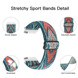 WONFAITH Adjustable Elastic Nylon Watch Bands - Choice of Color and Width - 18mm, 19mm, 20mm, 22mm, Quick Release Stretchy Breathable Straps for Men and Women (20MM, Green Arrow)