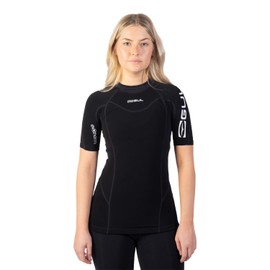 Gul Womens Evotherm Ladies Thermal Short Sleeve Top Black - Thermal Warm Heat Layer Layers UV Sun Protection and SPF