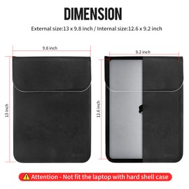 Allinside 13" Laptop Sleeve for MacBook Air 13 2018-2022 (M2 A2681 M1 A2337)/ MacBook Pro 13 2016-2022 (M2 A2686 M1 A2338 A2251 A2289 A2159 A1708), Synthetic Leather Laptop Case, Black