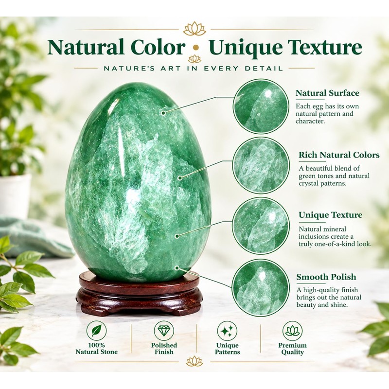 Prajet Crystal Green Fluorite Gemstone Egg 45–50 mm Natural Smooth