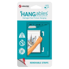 VELCRO Brand Picture Hanging Strips, Corner Shapes | Strong Holds up to 13lb (6KG) Per Set of 4 | HANGables Damage Free Picture Hangers, 4 Sets