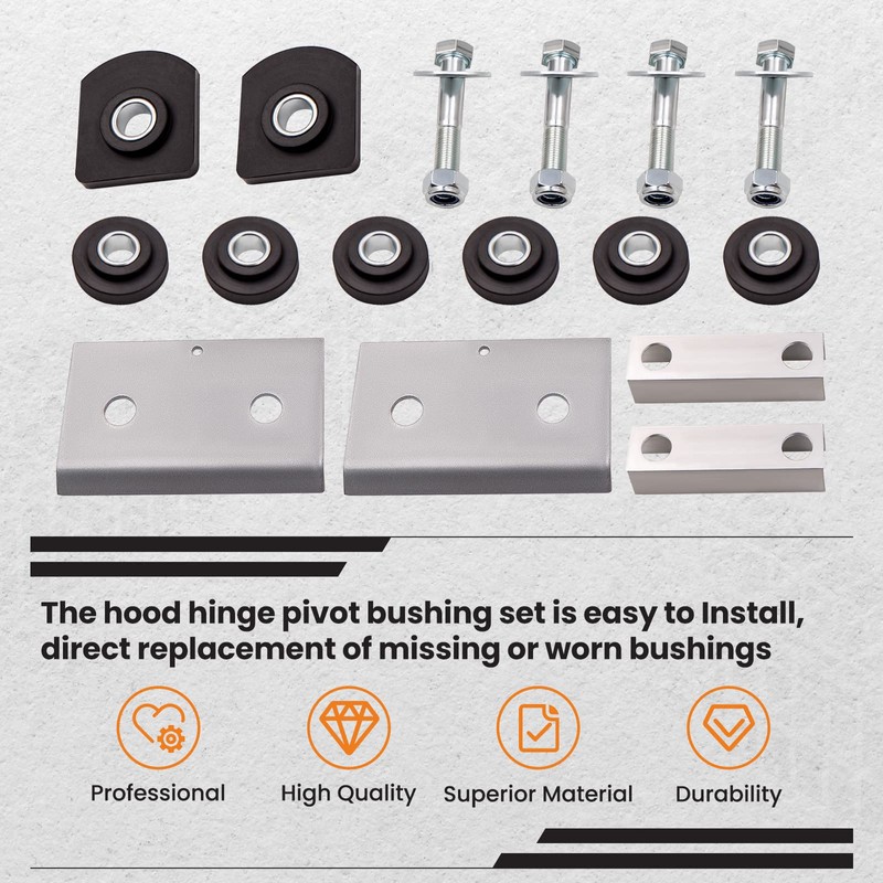 maXpeedingrods Hood Hinge Pivot Bushing and Mounting Bolt Set Kits