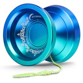 WATIEOBOO Yoyo Professional, Metal Yo-Yos for Kids Adults Beginners, Higher Stability, More Powerful, Stable Performance Pro Tricks Yoyo with Glove and 10 yoyos Strings (N Blue Green)