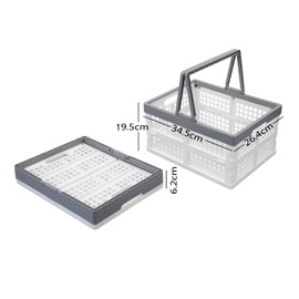 Vcansay 16 L Collapsible Plastic Storage Crates with Handles, Foldable Shopping Baskets, 2 Packs