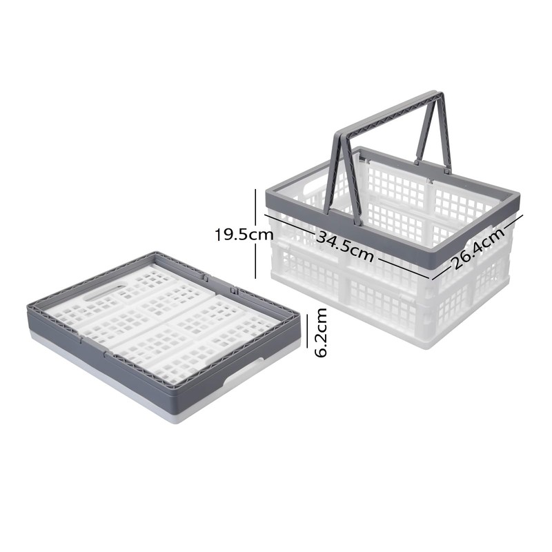 Vcansay 16 L Collapsible Plastic Storage Crates with Handles, Foldable