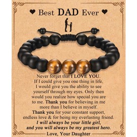 TEVOP Best Dad Ever Gifts for Dad, Dad Gifts Beads Bracelet Gifts from Daughter Son -Birthday Anniversary Christmas Valentines Day Gifts for Men