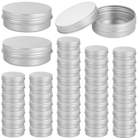 48PCS Tin Jars with Lids, 2oz Round Aluminum Tea Packaging Boxes, Aluminum Refillable Cosmetic Containers for Creams, Ointments, Salves, Balms, Lotions