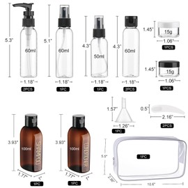 Decorniqu 15 Pack Travel Bottles for Toiletries TSA Approved Toiletry Bottles Leak Proof Travel Size Containers Reusable Travel Kit for Women Men Clear Airport Toiletry Bag Shampoo Conditioner Lotion