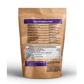 Nature’s Root Elderberry Powder 500g – Pure Natural Fruit Powder for Smoothies, Juices, Baking & Drinks – Rich in Anthocyanins – Ideal for Recipes & Wellness Blends