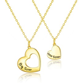 Philip Jones Gold Plated Big Sister and Little Sister Necklace Set with Quote Card