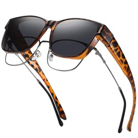 GEGURI Polarized Sunglasses Fit Over Glasses for Men Women, Oversized Square Sun Glasses UV400 Protection Shades