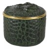 Ebros Gift Faux Crocodile Pattern Textured Green Print Gold Oval