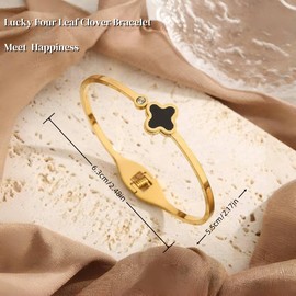 STODMA 18K Gold Plated Clover Lucky Bracelet for Women,Stackable Friendship Love Stainless Steel Bangle Set, Trendy Cute Jewelry For Friend Mom And Grandma