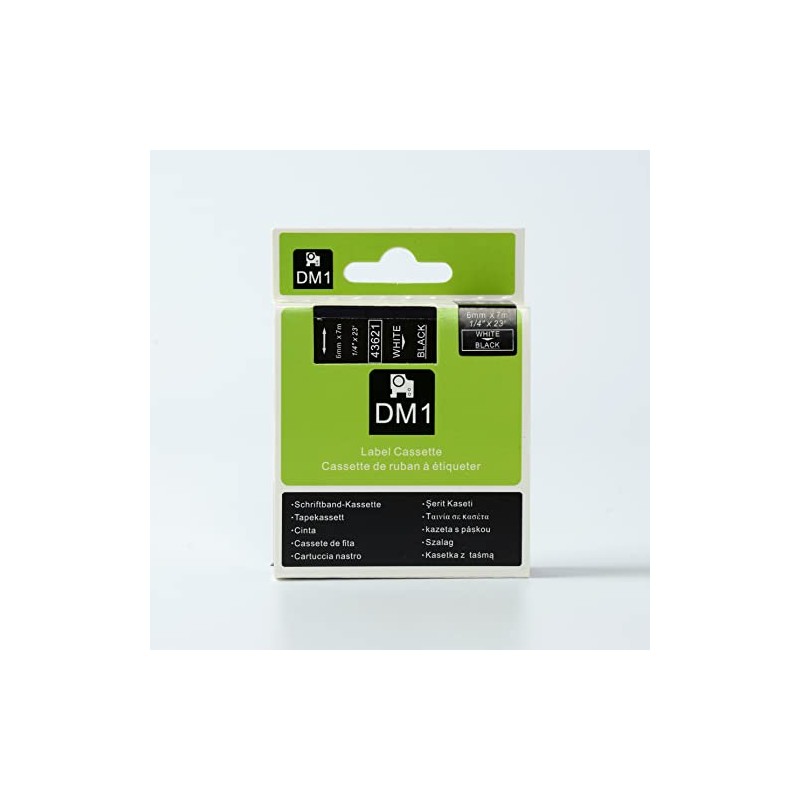 White on Black Tape Label Compatible for DYMO 43621 D1