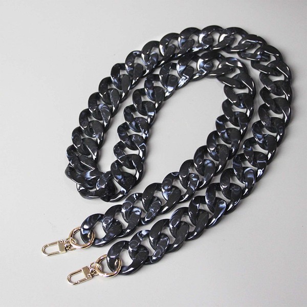 KMERCE Handbag Chain Strap Black Acrylic, bag chain Strap for