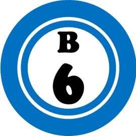 Kiwi Gifts B 6 B6 Bingo Ball - 3 Inch Circle Sticker 3" x 3" - Hobby Number Board Lucky